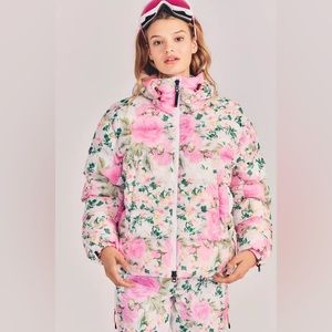 Loveshackfancy X Bogner Fire+Ice Ski Jacket in Magenta Flower Fields NWT US 10